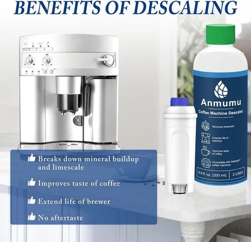 Vista 6 de Anmumu Delonghi* Kit de descalcificación compatible con 1 paquete de repuesto de filtro de café, incluye solución de descalcificación (6.8 fl oz)