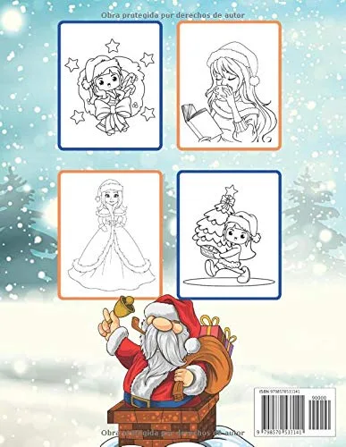 Vista 2 de Feliz Navidad Libro De Colorear 40 Hermosos Dibujos Navideños Para Colorear Regalo De Navidad Para Niños De 4 a 8 Años (Spanish Edition)