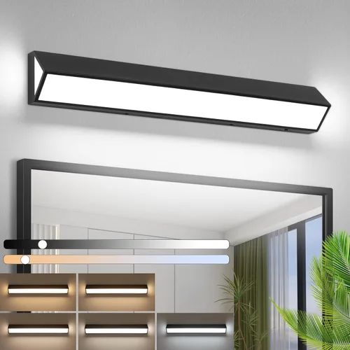Vista 11 de Barra de luz LED moderna para tocador de baño (16 pulgadas, 5 CCT, regulable), accesorios de iluminación de pared de baño de acrílico moderno sobre