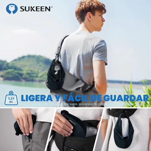 Vista 4 de Sukeen Visera solar elástica refrescante para mujeres y hombres con Negro