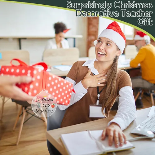 Vista 5 de Suzile 36 piezas de adornos de Navidad para profesores, regalos inspiradores, regalo de amistad, regalo redondo de acrílico para colgar, adornos