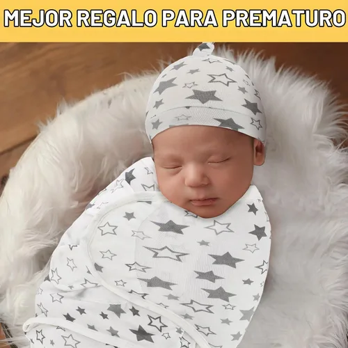 Vista 6 de Chuarry - Juego de 3 mantas para bebés prematuros con sombrero, estilo Estilo brillante.