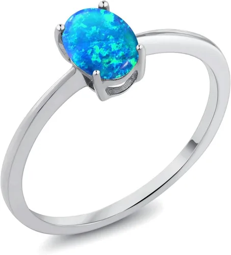 Vista 26 de Gem Stone King Anillo de compromiso solitario con piedra preciosa de oro blanco de 10 quilates, ovalado, 0.27 x 0.19 pulgadas, anillo de promesa