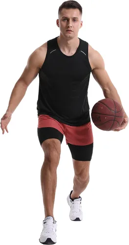 Vista 5 de Camiseta sin mangas para hombre, camiseta sin mangas, atlética, entrenamiento, gimnasio, correr, natación, verano