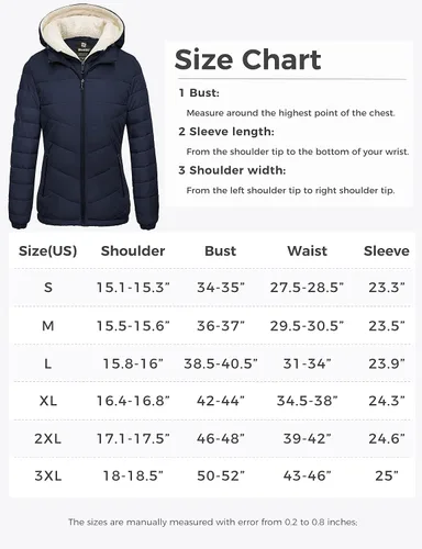Vista 7 de Wantdo - Abrigos de invierno acolchados con capucha de vellón para mujer, chaqueta puffer cálida