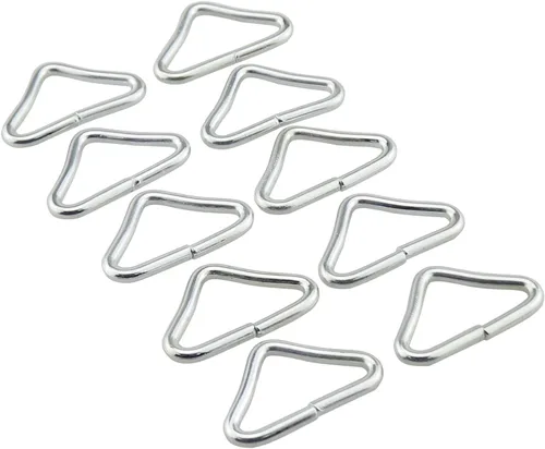 Vista 5 de DGZZI 10 piezas de hebilla triangular galvanizada para trampolín, anillos en V para piezas de repuesto de trampolín, bolsa de trampolín