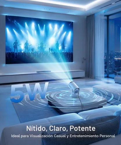 Vista 3 de Magcubic - Miniproyector 2025 4K compatible con WiFi 6 y Bluetooth 5.4, altavoz Soundbase de 5 W, portátil con corrección trapezoidal vertical