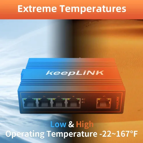 Vista 4 de Interruptor Gigabit industrial de 5 puertos no administrado, interruptor Ethernet Din-Rail, rango de temperatura de funcionamiento IP40 de -30 ° °F