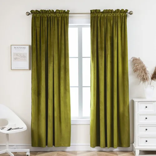 Vista 18 de PLEASANT BOULEVARD Cortinas de terciopelo [2 paneles] elegantes para sala de estar, dormitorio, cuarto de bebé, cortinas para oscurecer la Beige