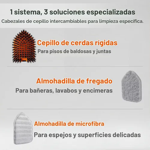 Vista 3 de Cleanhome - Cepillo para limpiar la pared del inodoro, bañera, fregadero 3 Different Function Cleaning Heads, 56" Extendable Long Handle, Bathroom