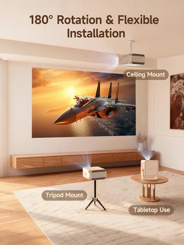 Vista 8 de [Android 14 y 800ANSI] Mini proyector Magcubic 4K 8K, compatible con proyector inteligente nativo 1080P con WiFi 6, Bluetooth 5.4, enfoque Blanco