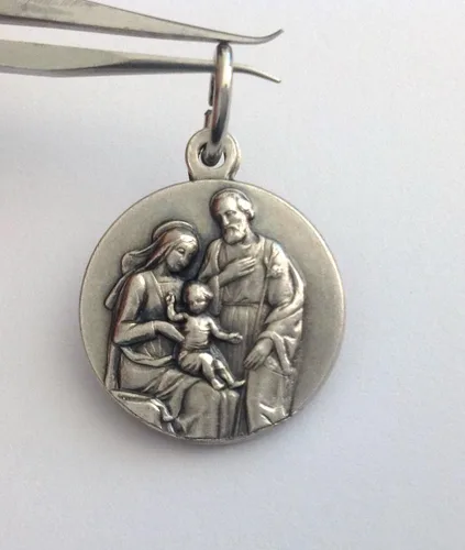 Vista 2 de I G J MEDALLA DE LA SAGRADA FAMILIA - MEDALLAS DE SANTOS CATÓLICAS - 100% HECHO EN ITALIA (La Sagrada Familia)