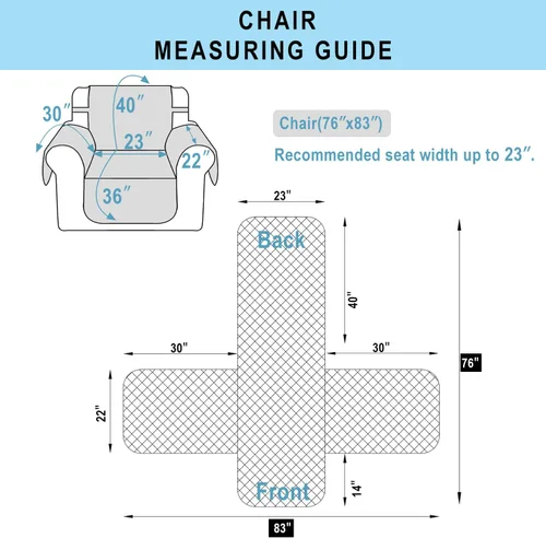 Vista 7 de Fundas para Silla Reclinable Reversibles Funda de Sofá para Mascotas Protector de Muebles Lazy Boy (Silla 23'', Beige/Beige)