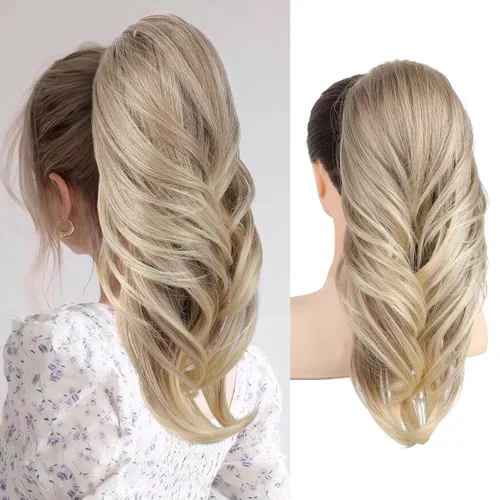 Vista 33 de SEIKEA Extensión versátil de cola de caballo con cordón, 18 pulgadas de largo, ondulado, con clip de varias capas, extensiones de cabello de cola