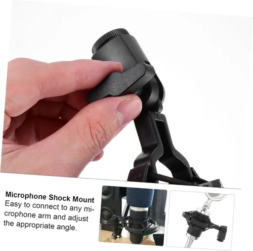 Vista 7 de Soporte de suspensión de plástico para micrófono de condensador con perilla y clip de micrófono de amortiguación de vibraciones para podcasting