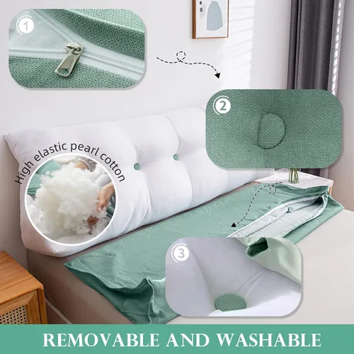 Vista 4 de Almohada triangular para cabecero individual, almohada de cama de cuña para respaldo, almohada de lectura, respaldo de posicionamiento de apoyo