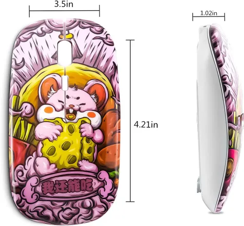 Vista 6 de 3C Light Lindo ratón óptico con cable USB con forma de panda, 1600 DPI, 3 botones para mujeres, niños y niñas (rosa)