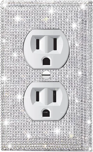 Vista 15 de 1 PC Placa de Pared de Diamantes de Imitación Plateados Brillantes Cubierta de Interruptor de Luz Cubiertas de Interruptor Placas de Pared Diamantes