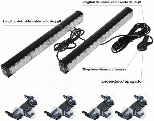 Vista 6 de ASPL - Barra de luz LED intermitente de emergencia de 2 x 16.8 pulgadas, para asesor de tráfico. Barra de luz estroboscópica de 32 LED con 26 Ámbar