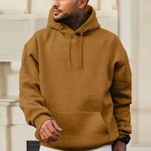 Vista 11 de Sudadera con capucha de algodón para hombre y mujer, sudadera casual de manga larga con cordón Azul marino