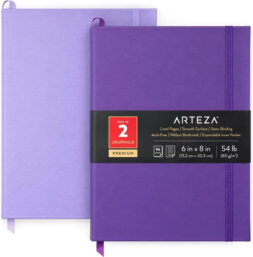 Vista 6 de ARTEZA Cuadernos de diario, juego de 2, 6 x 8 pulgadas, 96 hojas, diseño de perros y negro, cuadernos estéticos con papel rayado suave