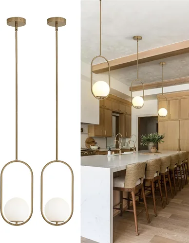 Vista 12 de Yunnix Lámparas colgantes para isla de cocina, lámparas colgantes, moderna lámpara colgante de cristal de bronce champán, lámpara de mediados