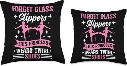 Vista 3 de Baton Twirler Majorettes Baton Twirling Girl Gifts Twirler Majorettes Wears Shoes Baton - Almohada giratoria, 16 x 16 pulgadas, multicolor