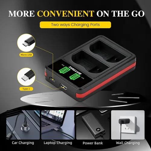 Vista 7 de Batmax 2 baterías EN-EL15C EN-EL15C de 2280 mAh + cargador USB LED con puerto tipo C para Nikon EN-EL15A EL15b Z5, Z6, Z8, Z6 II, Z7II, D780, D850