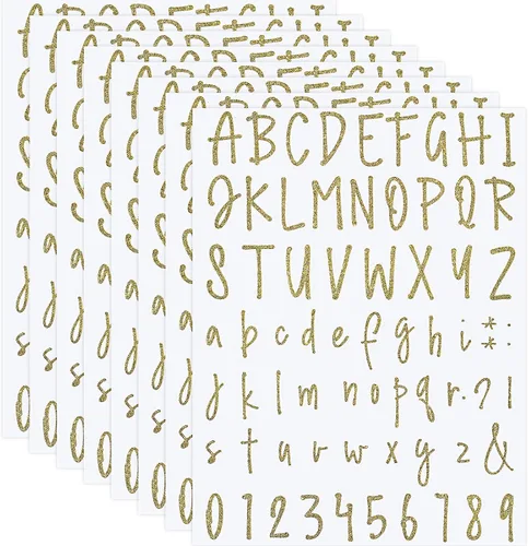 Vista 12 de Sepamoon 552 calcomanías de letras, 8 hojas autoadhesivas de vinilo del alfabeto, calcomanías de números de buzón impermeables para manualidades