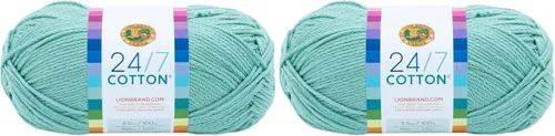 Vista 43 de Lion Brand Yarn - Hilo ligero 24/7 de algodón para tejer, hacer ganchillo y manualidades, Ámbar, paquete de 1 Light Worsted 100% Mercerized Cotton