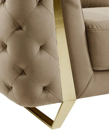 Vista 8 de Blackjack Furniture Lucca Collection - Sofás de terciopelo para sala de estar con marco de madera brasileña tapizado y patas de acero inoxidable, 2
