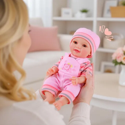 Vista 5 de BABESIDE Muñecas de bebé, muñeca realista de cuerpo completo de vinilo de para niños a partir de 3 años, detalles de la vida real, biberón mágico
