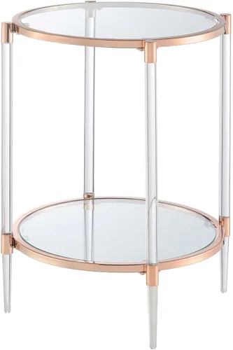Vista 7 de Convenience Concepts Royal Crest - Mesa auxiliar de cristal acrílico de 2 niveles, vidrio/dorado