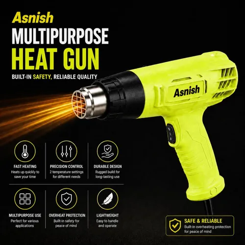 Vista 12 de Asnish Heat Gun 1500W, Hot Air Gun Kit Dual Temperature Settings 572℉~932℉