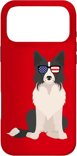 Vista 22 de Border Collie July 4th Patriotic American Sunglasses Dog Case for iPhone 16