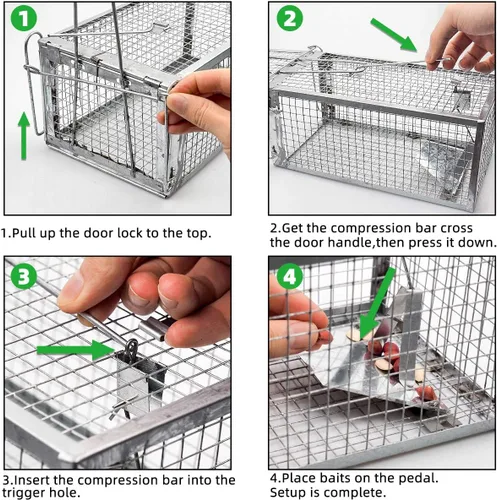 Vista 4 de Kensizer Paquete de 2 trampas para jaula animal, humana, que funciona para ratones, ratones, ardillas, ratones, ratones, ratones, hámsteres y otros
