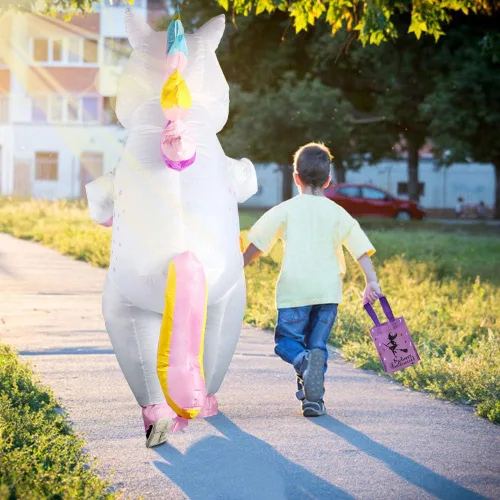 Vista 2 de OurWarm Disfraz inflable de unicornio para adulto divertido disfraz de unicornio inflable para hombres y mujeres suministros de cosplay de Halloween