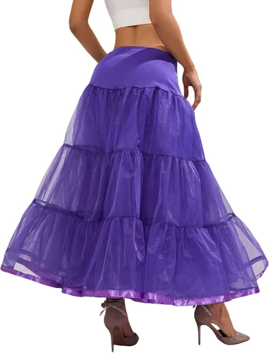 Vista 5 de Enaguas hasta el tobillo para mujer, falda de tul con tutú hinchado para boda, media abertura, falda de tul para vestido formal