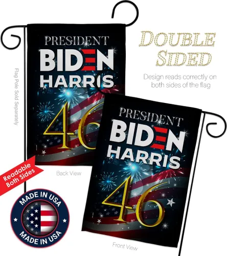 Vista 3 de Biden Harris Flag Bandera de jardín del Presidente 46 con voto patriótico, demócrata, republicano, fiesta de té, Estados Unidos, Estados Unidos