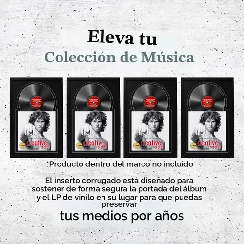 Vista 3 de Creative Picture Frames Marco de vinilo Jukebox de 16 x 24 pulgadas con doble paspartú, marco de álbum de discos LP para decoración de pared