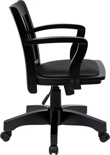 Vista 3 de OSP Designs Silla de madera Deluxe, silla de escritorio con asiento de madera acolchado, madera de fruta, Madera, Negro