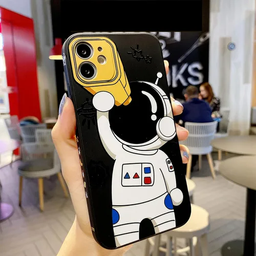 Vista 2 de Yonds Queen para iPhone 7 Plus / 8 Plus, linda funda con diseño de astronauta de dibujos animados, elegante parachoques de TPU suave, protectora