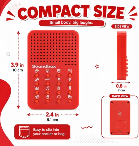 Vista 6 de Fabater Máquina de sonido electrónico portátil, broma novedosa para niños y adultos, divertida máquina de sonido con 16 efectos de sonido, juguete
