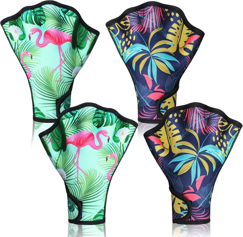 Vista 8 de Honoson 2 pares de guantes de natación para mujer, guantes aeróbicos acuáticos, resistencia al agua, malla para hombres y mujeres, unisex