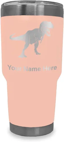 Vista 20 de LaserGram Vaso aislado al vacío de 20 onzas, dinosaurio Tiranosaurio Rex, grabado personalizado incluido (negro)