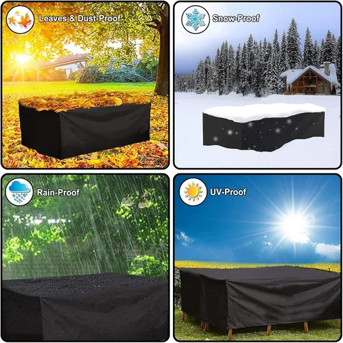 Vista 8 de Funda Impermeable para Muebles de Exterior, Fundas para Muebles de Patio de 137 Pulgadas Tamaño Grande Fundas para Sofá Seccional Rectangulares
