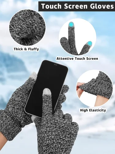 Vista 3 de Motarto Conjunto cálido de invierno, gorro de punto, bufanda y guantes calentadores de oídos, para hombres y mujeres, cubierta cálida para clima frío