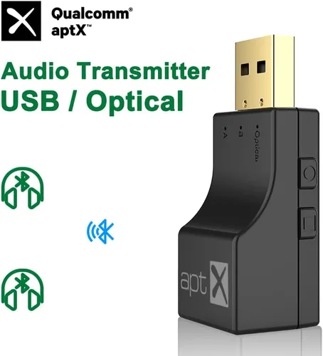 Vista 2 de Transmisor inalámbrico óptico USB Bluetooth 2 en 1 adaptador de transmisor de audio de baja linterna APTX aptX-adaptative/HD/LL multipunto HIFI