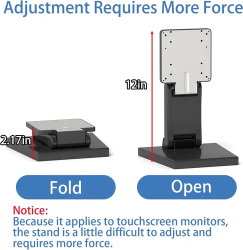 Vista 3 de Soporte de monitor plegable de metal ajustable para pantalla táctil Soporte de escritorio con orificio VESA 2.953x2.953 in y 3.937x3.937 in Todo