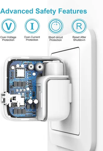 Vista 3 de Cargador de pared y cable para iPad de Apple, 10 pies, 2 juegos, bloque de carga rápida para iPad de 12 W, cable Lightning de 10 pies certificado